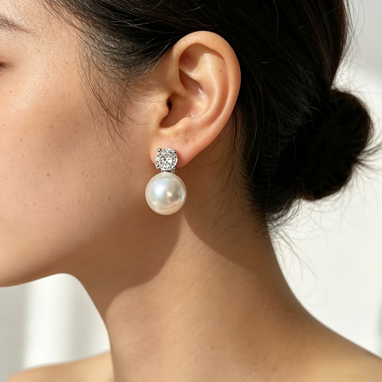 8mm Minimalist White Stud Earrings for Women